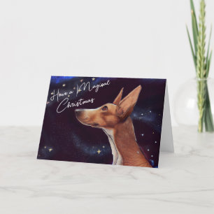Cartão De Festividades Whimsical Mágico de Arte Canina de Natal