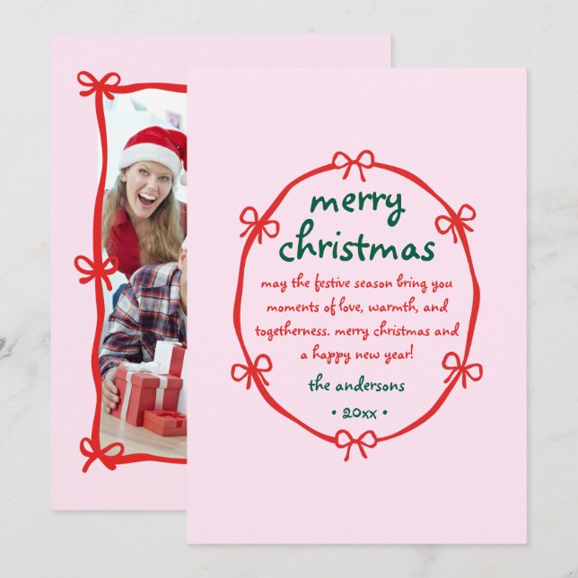 Cartão De Festividades Whimsical Mand Drawn Quirky Frame Foto de Natal (Frente/Verso)