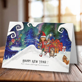 Cartão De Festividades Whimsical Northern Lights Fairy Happy New Year