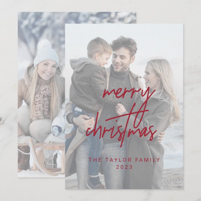 Cartão De Festividades Whimsical Red Felry Natal 2 Fotos Verticais (Frente/Verso)