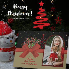 Cartão De Festividades Whimsical Red Riding Hood Photo Christmas Card