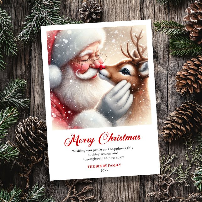 Cartão De Festividades Whimsical Santa With Rudolph Holiday Greeting Card (Whimsical Santa With Rudolph Holiday Greeting Card)