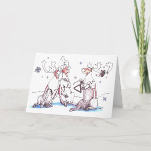 Cartão De Festividades Whimsical Singing Caribou Wildlife Christmas Card