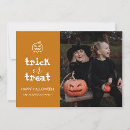Cartão De Festividades Whimsical Trick or Treat Script Halloween Photo