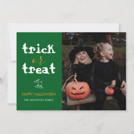 Cartão De Festividades Whimsical Trick or Treat Script Halloween Photo