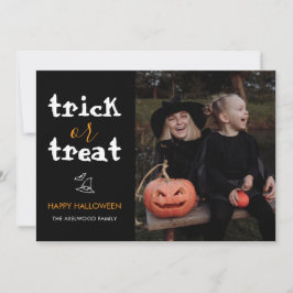 Cartão De Festividades Whimsical Trick or Treat Script Halloween Photo