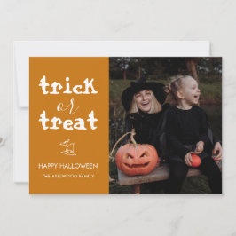 Cartão De Festividades Whimsical Trick or Treat Script Halloween Photo