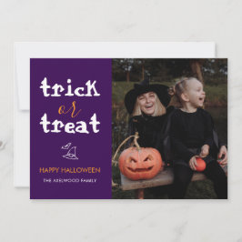 Cartão De Festividades Whimsical Trick or Treat Script Halloween Photo