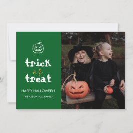 Cartão De Festividades Whimsical Trick or Treat Script Halloween Photo