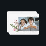 Cartão De Festividades Whimsical Winter Greenery 5 Foto<br><div class="desc">O cartão festivo e de férias moderno apresenta cores aquáticas pintadas de verde botânico de inverno com 5 das nossas fotos favoritas.</div>