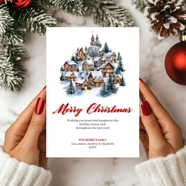 Cartão De Festividades Whimsical Winter Scene Christmas Greeting Card (Whimsical Winter Scene Christmas Greeting Card)