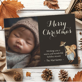 Cartão De Festividades Whimsical Woodland Animal Christmas Photo