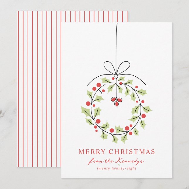 Cartão De Festividades Whimsical Wreath Christmas (Frente/Verso)