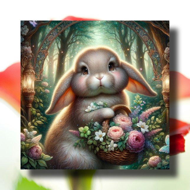 Cartão De Festividades Whimssic Art Nouveau Woodland Cony (Criador carregado)
