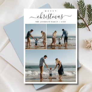 Cartão De Festividades Whimsy Script Maritime Beachy Foto de Natal