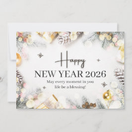 Cartão De Festividades White and Grey Modern Happy New Year