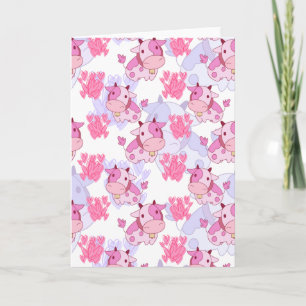 Cartão De Festividades White and Pink Love Cow Pattern
