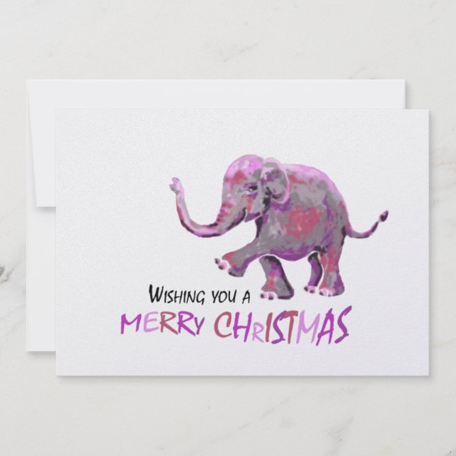 Cartão De Festividades White Background Little Painted Elephant Xmas (Frente)