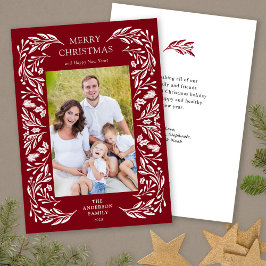 Cartão De Festividades White Botanical Merry Christmas Message Photo