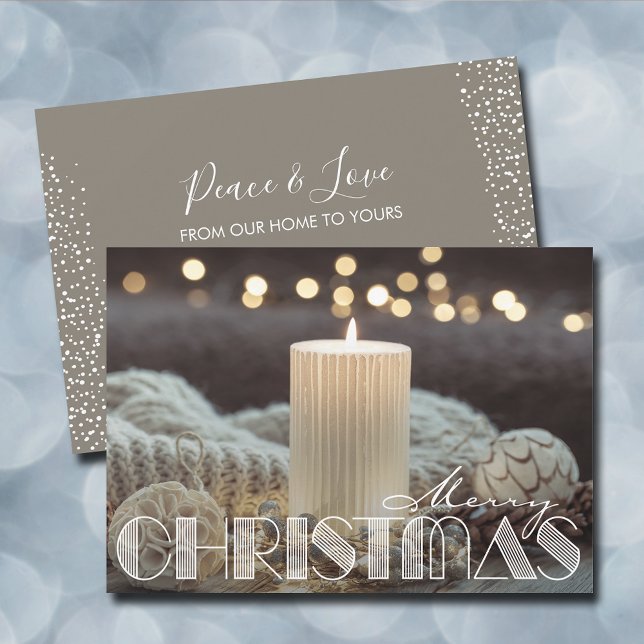 Cartão De Festividades White Candle Cozy Natal (White candle cozy Merry Christmas holiday flat greeting  cards)