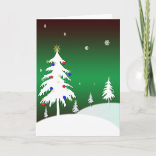 Cartão De Festividades White Christmas Trees with Green Background