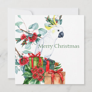 Cartão De Festividades White Cockatoo Apresenta Feliz Natal