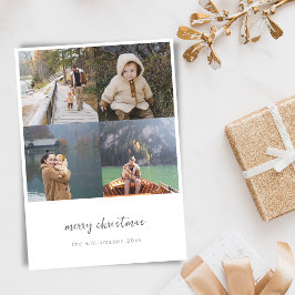 Cartão De Festividades White com script manuscrito de várias fotos minima