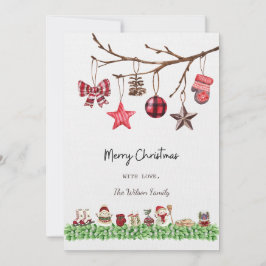 Cartão De Festividades White da placa natalina com aquarela