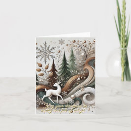 Cartão De Festividades White deer 2Folded Holiday Card