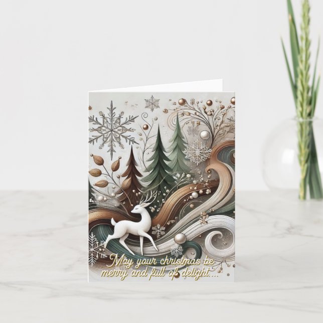Cartão De Festividades White deer 2Folded Holiday Card (Frente)