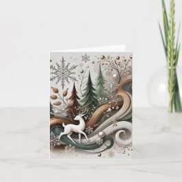 Cartão De Festividades White deer Folded Holiday Card