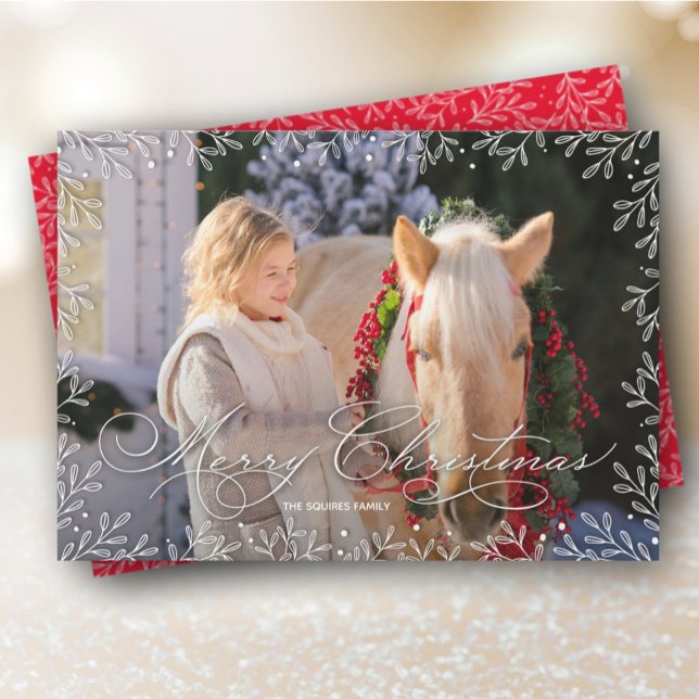 Cartão De Festividades White deixa foto de Natal (Criador carregado)