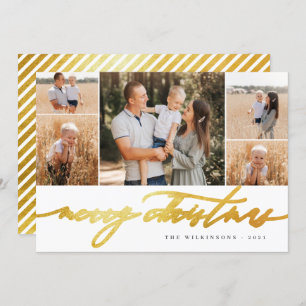 Cartão De Festividades White Dourado Script 5 Fotografia Colagem Feliz Na