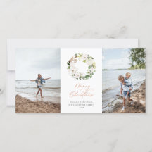 White Floral Greenery Wreath Foto de Natal