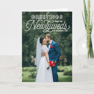 Cartão De Festividades White Greetings From The Newlyweds Wedding Holiday