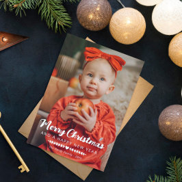 Cartão De Festividades White Heart Greenery Foto Feliz Natal