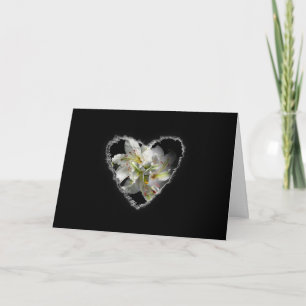 Cartão De Festividades White Lily Heart Namorados Love Romance Card
