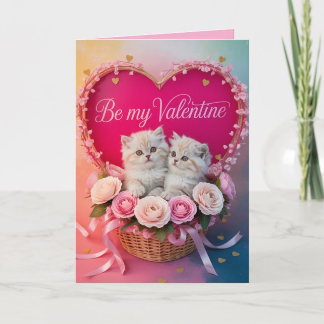 Cartão De Festividades White Persian Cat Valentine's Day Card (Frente)
