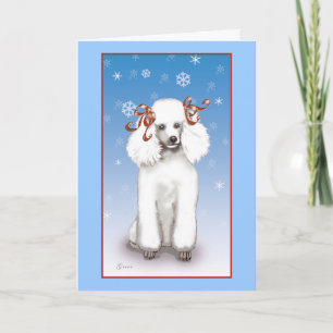 Cartão De Festividades White Poodle Snowflakes Christmas Holiday Cards