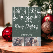 White Snow elegante verde feliz natal 2 fotos