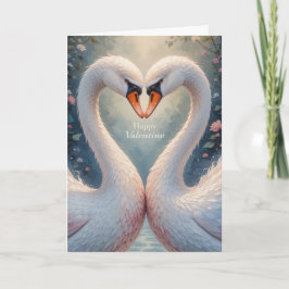 Cartão De Festividades White Swans Valentine Romantic Love Birds 