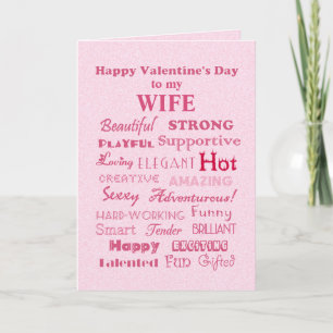 Cartão De Festividades Wife Happy Valentine's Day Words of Praise