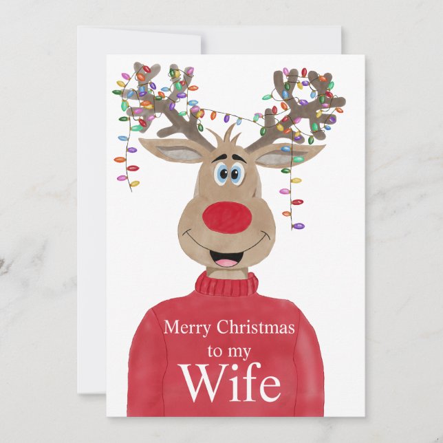 Cartão De Festividades Wife Reindeer Natal Personalizável (Frente)