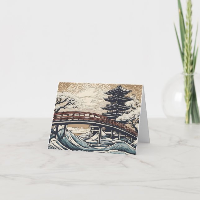 Cartão De Festividades Wild water met brug (Frente)