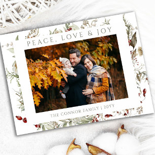 Cartão De Festividades Wildflower Christmas Love Peace Joy Photo
