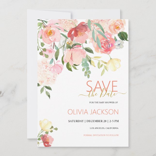 Cartão De Festividades Wildflower Save The Date Card (Frente)