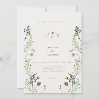 Cartão De Festividades Wildflower Wedding Invitation Watercolor Floral