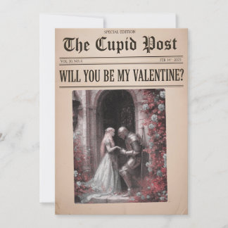 Cartão De Festividades Will You Be My Valentine Newspaper Card