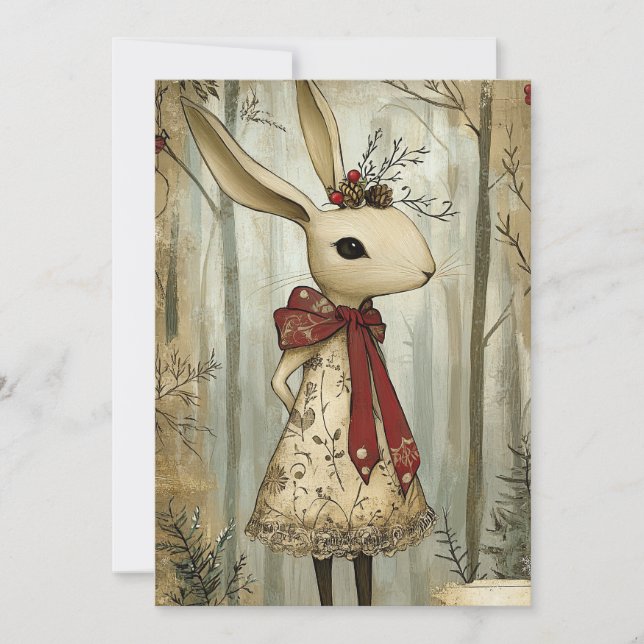 Cartão De Festividades Willa the Rabbit | Woodland Whimsy  (Frente)