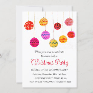 Cartão De Festividades Winter Bauble Ornament Christmas Party Watercolor